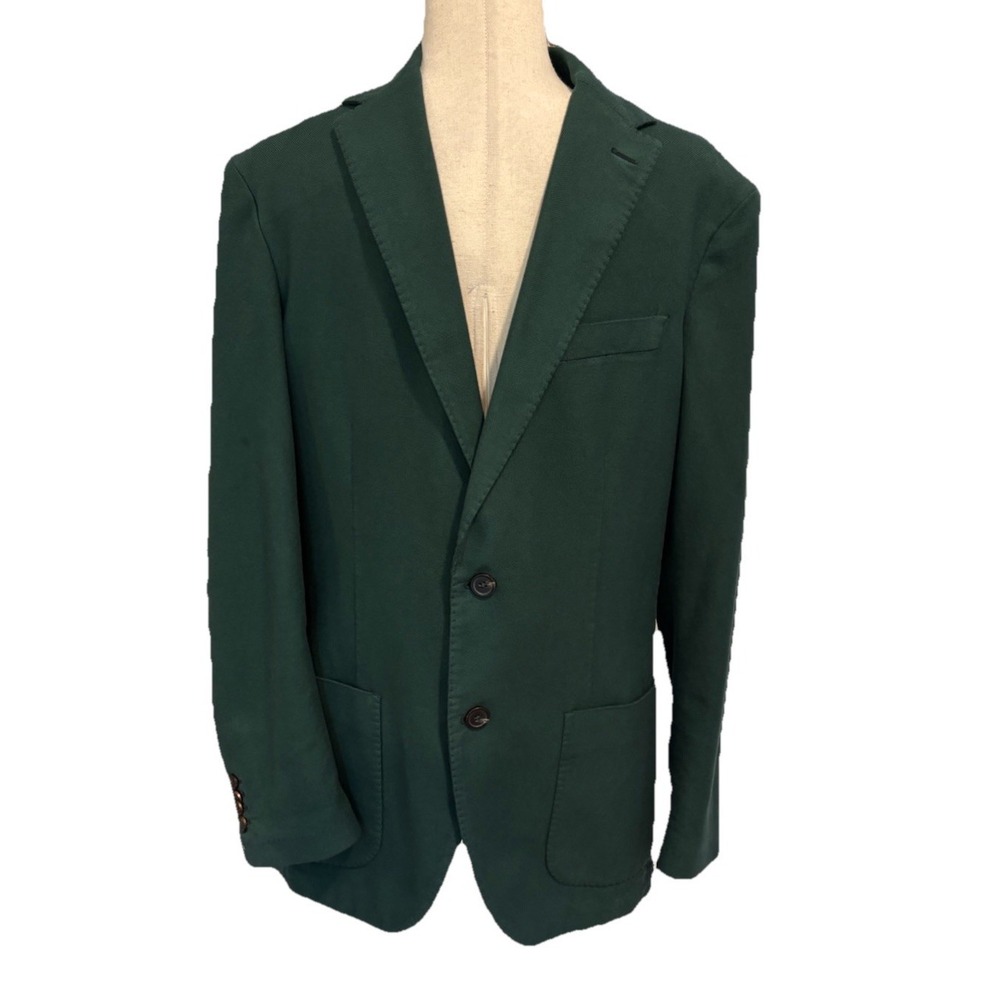 Altea Milano Italian Cotton Silk Blazer Green Men's IT 48 US 38 Made In Italy